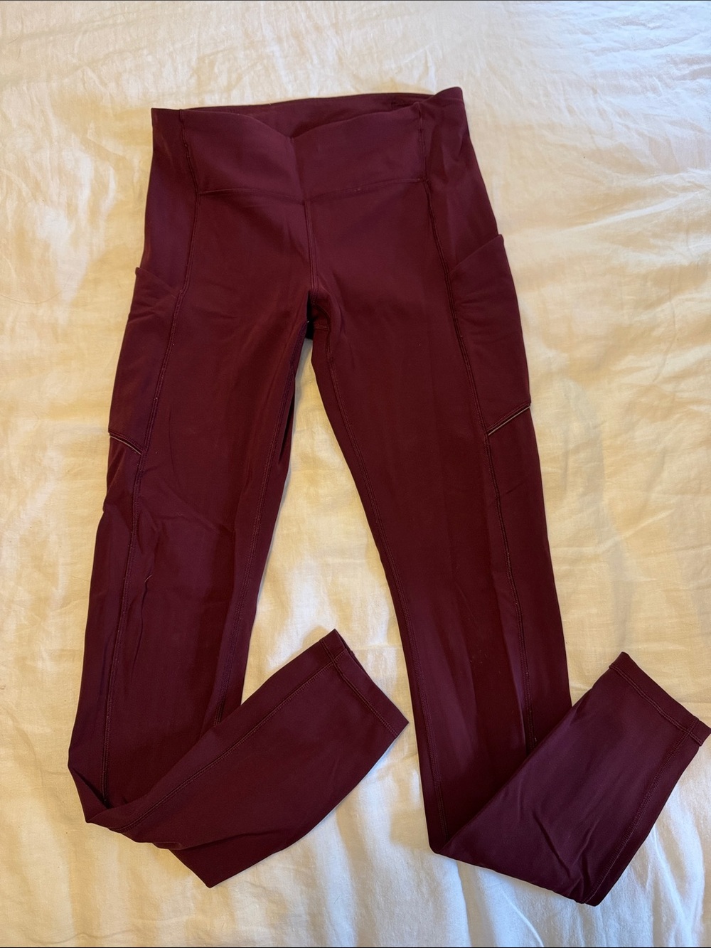 Lululemon High-Waist Burgundy Compression Running Leggings